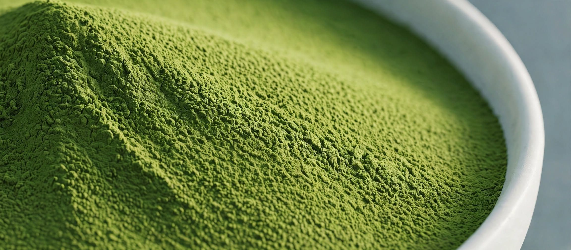 Macro of matcha powder, soft side light, texture visible